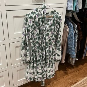 Maje Dress - palm print Roman lace small